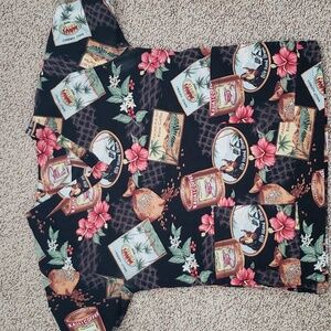 Small Unisex Hawaiian coffee theme scrub top